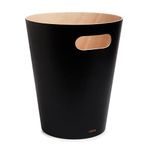 Umbra Woodrow 2 Gallon Modern Wooden Trash Can, Wastebasket, Garbage Can or Recycling Bin for Home or Office, Black/Natural