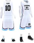 DVGEY Custom Basketball Jerseys Any Name Number Team Logo - Basketball Jerseys for Men/Women/Boys/Kids/Adult -Quick Dry Basketball Uniform-White