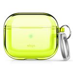 elago Clear Case with Keychain Compatible with AirPods 3 Case Cover, Gel Tape Included, Reduced Yellowing, Clear Protection, Supports Wireless Charging (Neon Yellow)