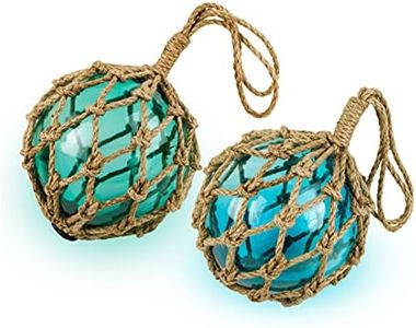 SAILINGSTORY Glass Fishing Float 8" Beach Coastal Decorative Ball for Centerpiece Bowl Glass Fishing Buoy Nautical Decor Ocean Decor Set of 2 Pack