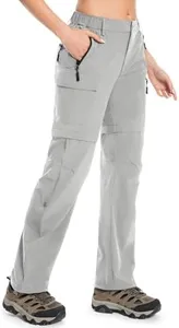 Wespornow Women's-Hiking-Pants Convertible-Zip-Off-Quick-Dry-Pants for Cargo, Camping, Travel, Outdoor, Fishing, Safari (Glacier Gray, Medium)