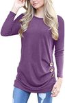 Yincro Women's Casual Long Sleeve Tunic Tops Fall Tshirt Blouses, Purple, X-Large