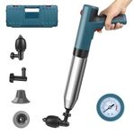 inShareplus Electric Toilet Plunger, Blue Toilet Unblocker Heavy Duty, High Pressure Plunger Kit with 3 Replaceable Heads, Plunger Sink Unblocker for Unblocking Toilets, Sink, Bathtub, Floor, Drain