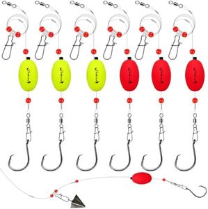 Dovesun Fish Finder Rig with Float 20.5" Surf Fishing Rigs 90LB Surf Fishing Tackle for Shark Bluefish Stripers 6PCS 8/0