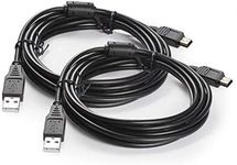 TechMax [2-Pack Gold Platted Extra Long 3M USB Charging Cable for Xbox Sony Playstation 3/ PS3 Slim/PS Move Controllers GoPro,HD,MP3 Player Digital Cameras,Dash Cam Nikon, SatNav