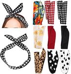 ANBALA Wire Headbands Set for Women, 9 Patterns Hairband with Rabbit Ears, Polka Dot, Plaid, Leopard, Floral, Adjustable Size, Non-Slip, Washable, Hair Accessories for Women and Girls