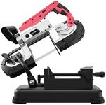 Anbull Portable Band Saw with Removable Alloy Steel Base, 10A, 1100W Motor, 5-inch Deep Cut, with .020-by-44-7/8-Inch 14 TPI Saw Blade and Led Spotlight