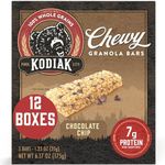 Kodiak Cakes Chewy Granola Snack Bars, Chocolate Chip, High Protein, 100% Whole Grains, 12 boxes with 5 bars each (60 bars total)