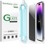 amFilm OneTouch for iPhone 14 Pro 6.1" 2022 Privacy Screen Protector 2 Pack 9H Tempered Glass Anti Spy Private Edge to Edge Full Coverage with Easy Installation Kit