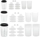 Master Paint System 3 Cup Size 6 oz, 20 oz, 27 oz Variety Pack Set, MPS Disposable Paint Spray Gun Cup Liners and Lid System, 6 Pack Kit of Each Size, Lids with Strainers, Hard Cups, Retainer Rings