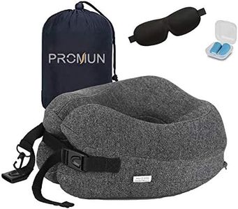 PROMUN Super Soft Head and Neck Support Travel Pillow, Premium Memory Foam U Shape Pillow with Small Bag-Dark Gray