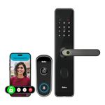 Qubo Smart Door Lock Select (Black) + Video Doorbell Pro Combo | One App Control | Instant Visitor Video Call | 2-Way Talk | Remote Unlock via Doorbell Call Screen | AI Detection, App Alerts & Alarm