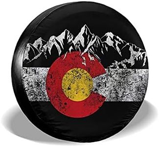 XWQWER Mountain Colorado Flag Spare Tire Cover for Camper RV SUV Trailer Truck and Many Vehicle, Universal Fit Wheel Covers Waterproof Dustproof (Diameter 23” - 33”)