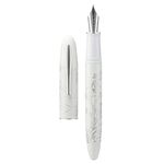 Hongdian N23 White Rabbit Fountain Pen, Iridium Extra Fine Nib Silver Trim, New Year Lucky Rabbit Carving Design, Smooth Writing Pen with Converter and Metal Pen Box Set