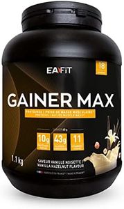 MASS GAINER EAFIT GAINER MAX 1,1 kg, Proteine in Polvere, Gusto Vaniglia Nocciola, Whey + Albume d'Uovo, Protein, Aumento Massa Muscolare, Proteine, Carboidrati, Alto Contenuto Calorico, 18 Porzioni
