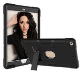 Jaorty Case for iPad 9th 8th 7th Generation (10.2 inch, 2021/2020/2019) Case,3 in 1 Hybrid [Soft&Hard] Heavy Duty Stand Shockproof Anti-Slip Protective Cases with Built-in Stand,Black/Black