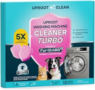 Uproot Clean Washing Machine Cleaner Tablets Turbo - 5x Stronger - 12 Pack for a 12 Month Supply - 5 Enzyme Formula Designed for Pet Owners - Fur, Grime & Odors - Compatible with HE, Top & Front Load
