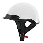 VCAN Cruiser Solid Gloss White Half Face Motorcycle Helmet