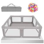 AGIMOLI Baby Playpen Extra Large Playard Indoor & Outdoor Kids Activity Center with Gates Sturdy Safety Play Yard Fence for Babies Infants Toddlers Children (MM size （59inch*59inch）, gray)