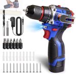 Aspro Cordless Drill, 16.8v Brushless Power Drill Set with Battery and Charger, 2 Variable Speed, 3/8'' Keyless Chuck, Built-In LED, Versatile Small Drills for Electric Drilling and Screwing