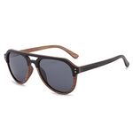 WOODONLY Pilot Wood Polarized Sunglasses - Classic Style Wooden Shades with Bamboo Case for Men and Women Perfect Gifts (walnut + ebony)