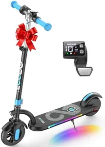 Gyroor H40 Kids Electric Scooter–180W Motor, 10 MPH LED Display, Colorful Lights, Adjustable Height, for Kids Ages 8-12, Ideal Gift,H40-Blue