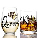 King and Queen Wine Glasses - Uniqu