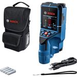 Bosch Professional Wall Scanner D-tect 200 C (Detection of (Non-) Live Cables, Metal, Plastic Pipes, Wooden Studs and Cavities, USB-C™ Cable, 4X AA Batteries, Protective Bag)