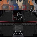 Premium 7D Car Mat Full Set for Toyota Innova Crysta (Model : 2017-2025) || Luxury Leather Dual-Stitch 7D Car Floor Mat Full Set || 100% Waterproof and Washable || Colour: Black-Silver (Design-1)
