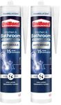 Unibond Bath & Kitchen Mould-Resistant, Transparent Silicone Sealant, Silicone-Based Sanitary Sealant, Waterproof Caulk, 1 x 280ml Cartridge (Pack of 2)