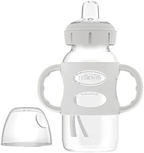 Dr. Brown's Milestones Wide-Neck Sippy Spout Bottle with 100% Silicone Handles, Easy-Grip Handles with Soft Sippy Spout, 9oz/270mL, Gray, 1-Pack, 6m+