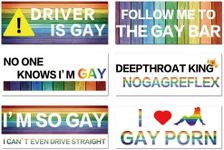 Frienda 6 Pcs Funny Bumper Stickers Prank Gay Bumper Stickers Magnetic Car Stickers for LGBT Vehicle Refrigerator Trucks Luggage Wall Laptop