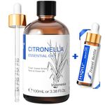 HIQILI Citronella Essential Oil,100% Pure Undiluted Premium,for Diffuser,Candles Making - 100ml