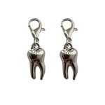 2 Pcs Tooth Clip on Charm, Teeth Charms for Diy, Bags Pendant, Craft Jewelry Findings