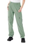 BGOWATU Women's Cargo Pants Quick-Dry Water Resistant Camping Lightweight Outdoor Hiking Work Pants with Zipper Pockets Light Green Size XXL