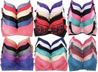 ToBeInStyle Women's Pack of 6 Random Assorted Print Bras (Sizes 30A to 46DDD), 6-pack: Assorted Colors (With Underwire), 38C