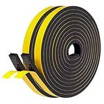 fowong Draft Excluder for Doors, Weather Stripping 12mm(W) x 6mm(T) Gasket Seal Foam Tape，Anti-Collision Draught Excluder for Door Window Shockproof Furniture Protector, with 2 Pcs，Total 8M Long