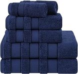 American Soft Linen, Salem Bath Towel Set, 6 Piece Towels for Bathroom, 100% Turkish Combed Cotton 2 Bath Towels 2 Hand Towels 2 Washcloths, Navy Blue