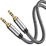 TanQY Aux Cable 0.3M, 3.5mm Male to Male Auxiliary Audio Stereo Cord Compatible with Car,Headphones, iPods, iPhones, iPads,Tablets,Laptops,Android Smart Phones& More (0.3M, Silver)