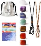 SANSWL 7 Chakra Healing Crystal Necklace Set - Boho Handmade Cord Cage and Hippie Energy Pendant Holder Real Crystal and Healing Stone Jewelry Spiritual Gift for Women Teen