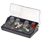 AA Universal Bulb and Fuse Kit for Cars and Other Vehicles AA0200 - Essential Common Bulbs for Halogen Headlamps - Storage Box Included, Clear/Red/silver