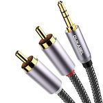 RCA to 3.5mm, DuKabel Braided 3.5mm to RCA Cable 2-Male RCA to AUX Cable 99.99% 4N-OFC 1/8 to RCA Stereo Cable Audiophiles Headphone RCA Cable (24k Gold-Plated) -Top Series (4ft/1.2m)