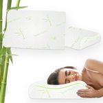 AYKA Bamboo Cervical Memory Foam Pillow for Neck & Shoulder Pain Relief | Orthopedic Contour Pillow for Sleeping & Spinal Alignment | Ergonomic Support | 2-Year Warranty (Set of 2)