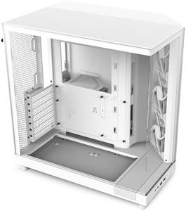 NZXT H6 Flow | CC-H61FW-01 | Compact Dual-Chamber Mid-Tower Airflow Case | Panoramic Glass Panels | High-Performance Airflow Panels | Includes 3 x 120mm Fans | Cable Management | White