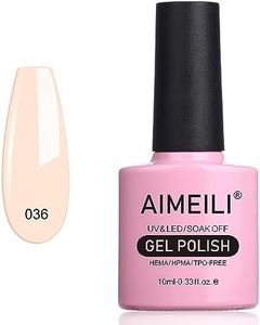 AIMEILI Soak Off U V LED Hema Free Nude Gel Nail Polish Cruelty Free Vegan Nail Gel - Soft Peach Pink (036) 10ml