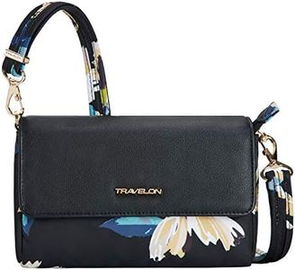 Travelon Addison-Anti-Theft-Convertible Crossbody/Belt Bag-Gray, Midnight Floral, One Size, Travelon Anti-theft Addison Convertible Crossbody/Belt Bag