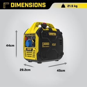 Champion Atom Fusion 3000W Portable Petrol Inverter Generator – Ultra-Quiet, Lightweight