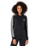 adidas Women's Essentials Full-Zip Hoodie, Black/White, Small