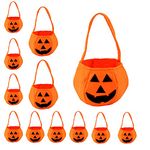 Kaku Fancy Dresses Halloween Pumpkin Baskets For Kids | Trick Or Treat Fabric Candy Basket | Halloween Decoration Prop - Pack Of 1,Orange