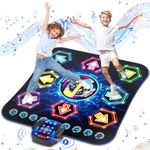 2024 Upgraded Dance Mat Toys for 3-12 Year Old Kids, Electronic Dance Pad with Light-up 8-Button & Flowing Water LED Battery Box, Wireless Bluetooth & 27 Game Levels, Birthday Toy Gifts for Girls Boys